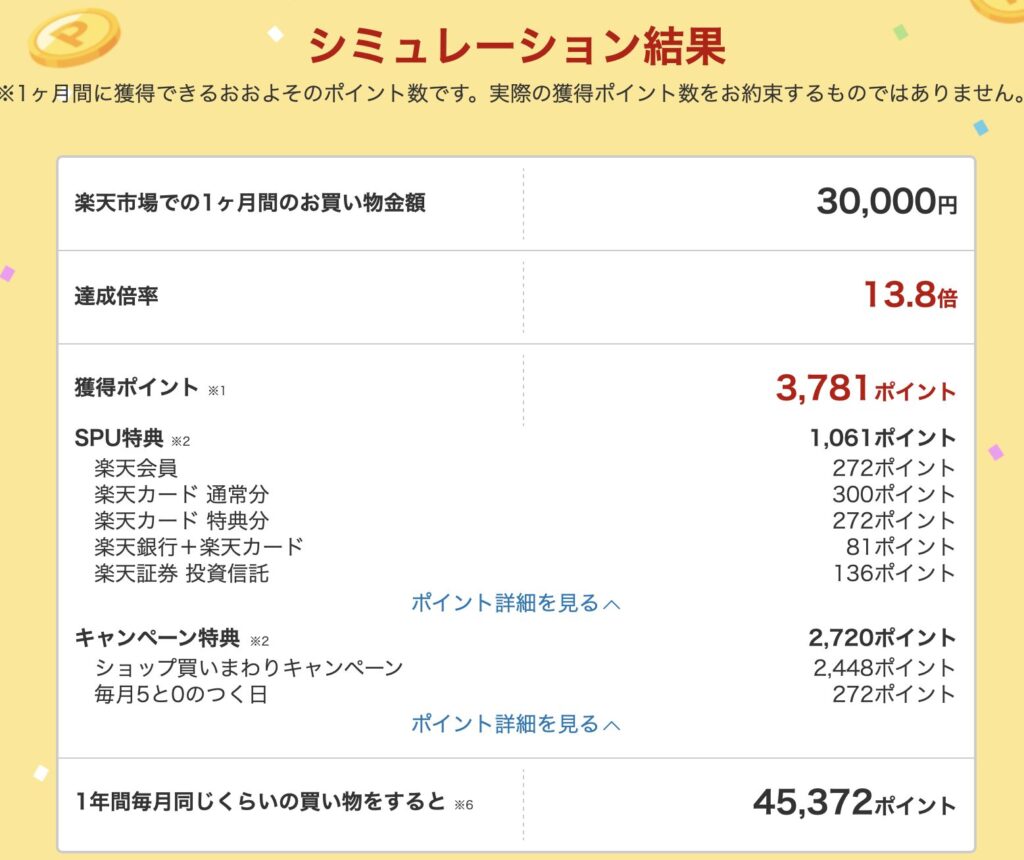 楽天かんたんポイントシミュレータースクリーンショット